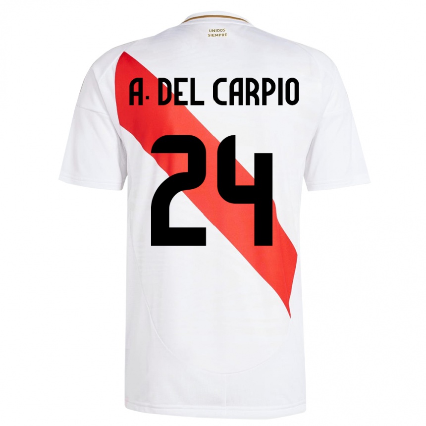 Kids Football Peru Annie Del Carpio #24 White Home Jersey 24-26 T-Shirt