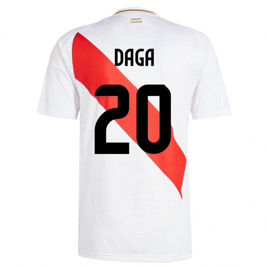 Kids Football Peru Azucena Daga #20 White Home Jersey 24-26 T-Shirt