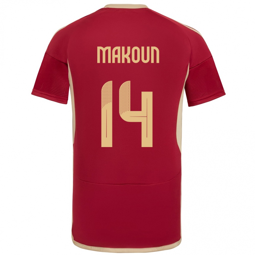 Kids Football Venezuela Christian Makoun #14 Burgundy Home Jersey 24-26 T-Shirt