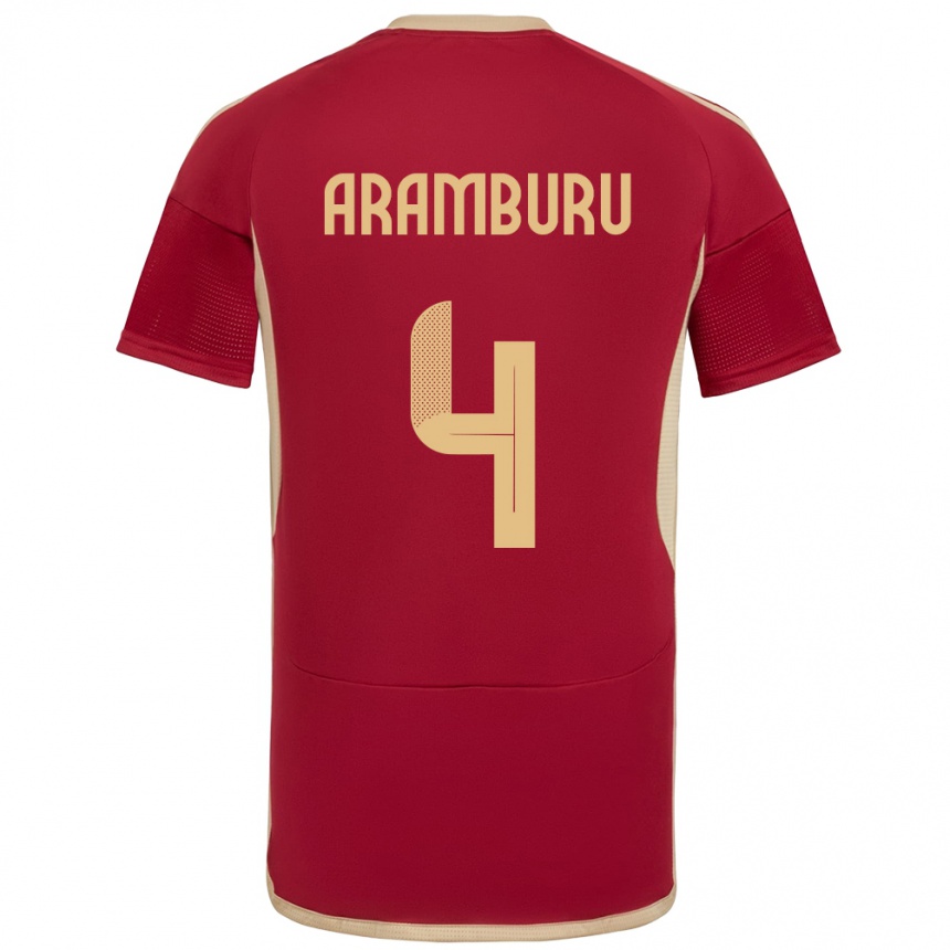 Kids Football Venezuela Jon Aramburu #4 Burgundy Home Jersey 24-26 T-Shirt