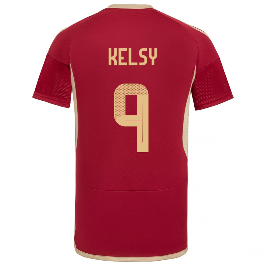 Kids Football Venezuela Kevin Kelsy #9 Burgundy Home Jersey 24-26 T-Shirt