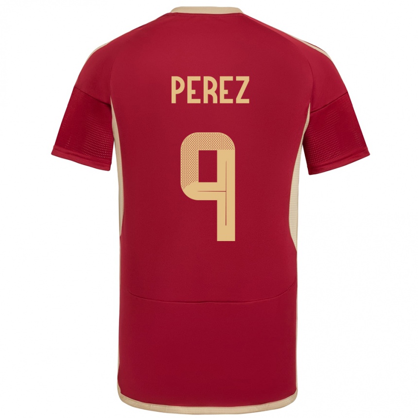Kids Football Venezuela Daniel Pérez #9 Burgundy Home Jersey 24-26 T-Shirt