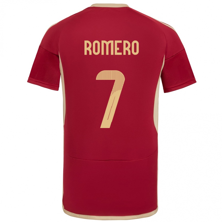 Kids Football Venezuela Leenhan Romero #7 Burgundy Home Jersey 24-26 T-Shirt