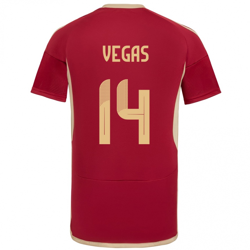 Kids Football Venezuela Miguel Vegas #14 Burgundy Home Jersey 24-26 T-Shirt