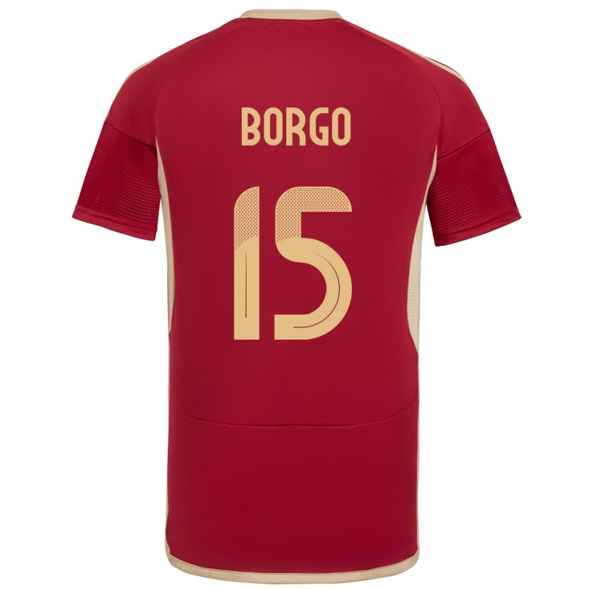 Kids Football Venezuela Ángel Borgo #15 Burgundy Home Jersey 24-26 T-Shirt