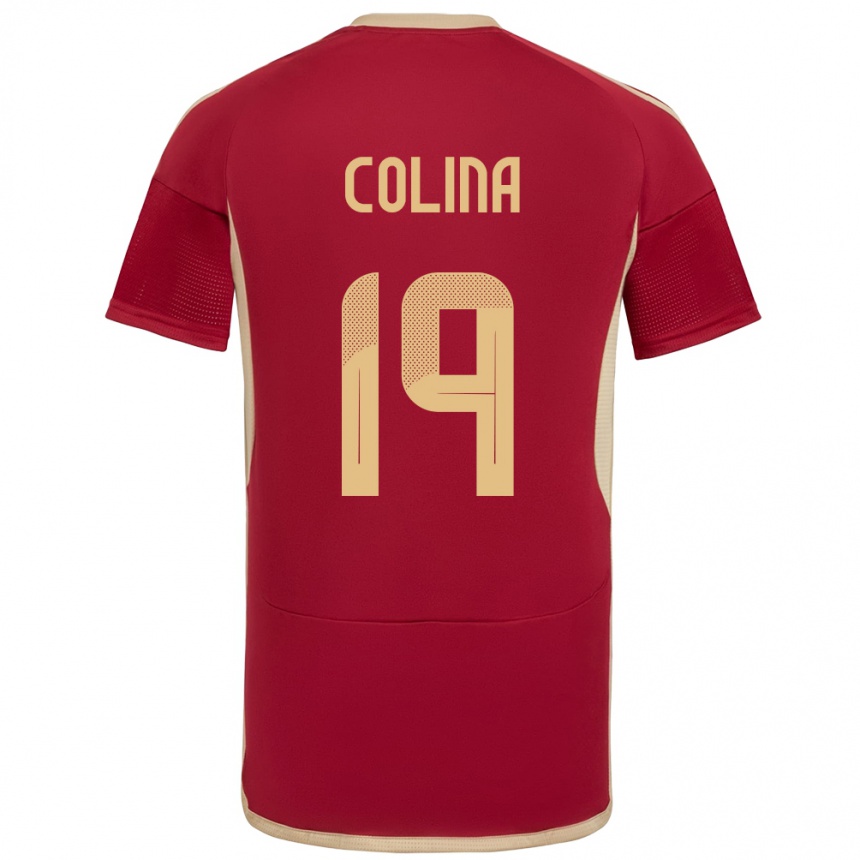 Kids Football Venezuela Junior Colina #19 Burgundy Home Jersey 24-26 T-Shirt