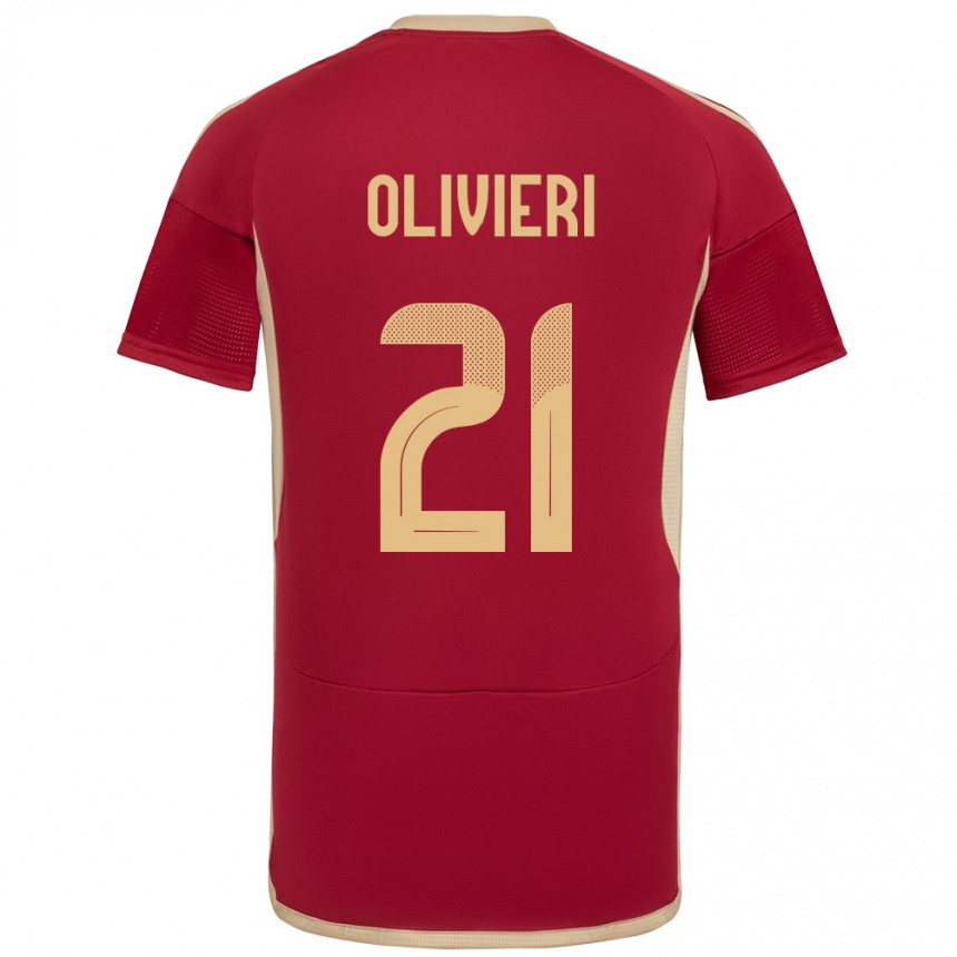 Kids Football Venezuela Bárbara Olivieri #21 Burgundy Home Jersey 24-26 T-Shirt