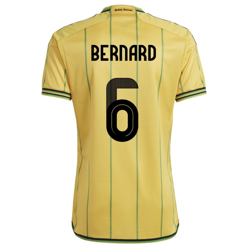 Kids Football Jamaica Di'shon Bernard #6 Yellow Home Jersey 24-26 T-Shirt