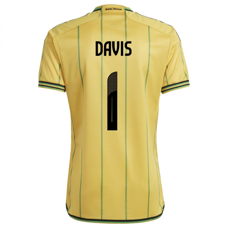 Kids Football Jamaica Shaquan Davis #1 Yellow Home Jersey 24-26 T-Shirt