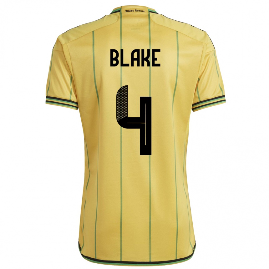 Kids Football Jamaica Romain Blake #4 Yellow Home Jersey 24-26 T-Shirt