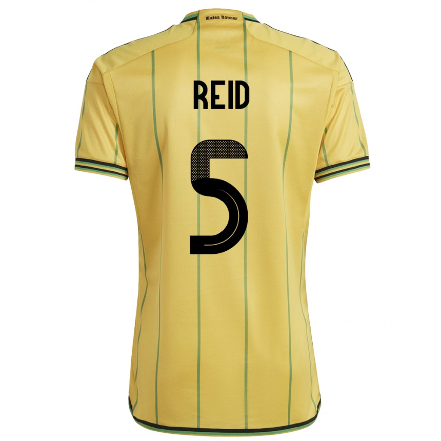 Kids Football Jamaica Adrian Reid #5 Yellow Home Jersey 24-26 T-Shirt