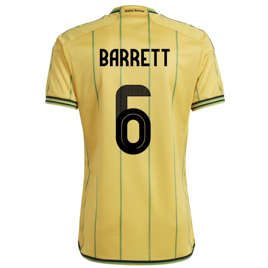 Kids Football Jamaica Ronaldo Barrett #6 Yellow Home Jersey 24-26 T-Shirt