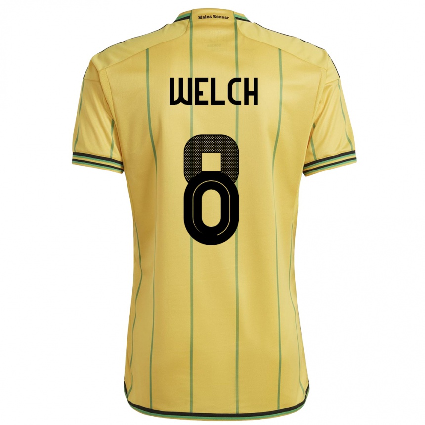 Kids Football Jamaica Makai Welch #8 Yellow Home Jersey 24-26 T-Shirt