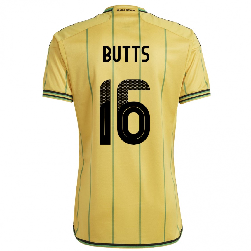 Kids Football Jamaica Njeri Butts #16 Yellow Home Jersey 24-26 T-Shirt