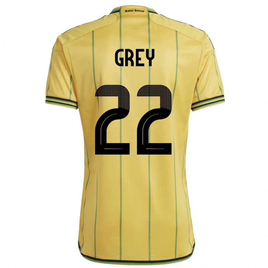 Kids Football Jamaica Mireya Grey #22 Yellow Home Jersey 24-26 T-Shirt