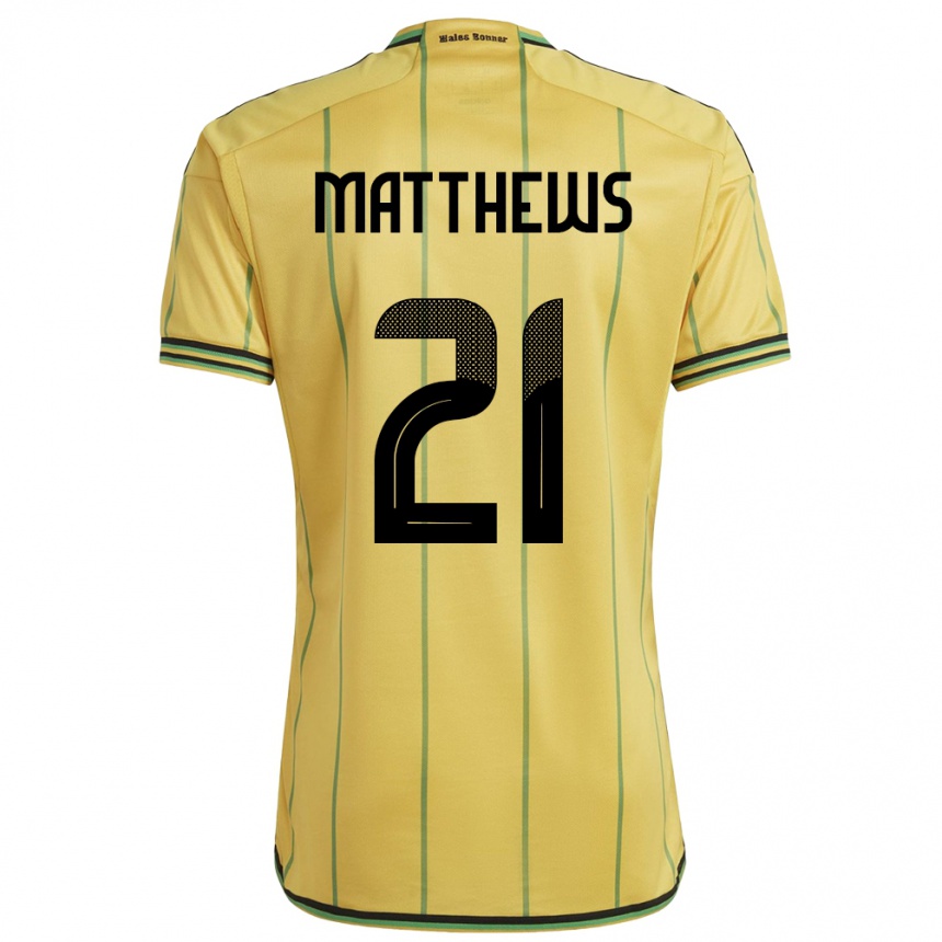 Kids Football Jamaica Cheyna Matthews #21 Yellow Home Jersey 24-26 T-Shirt