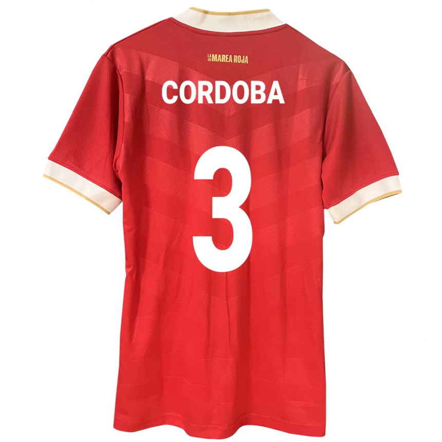 Kids Football Panama José Córdoba #3 Red Home Jersey 24-26 T-Shirt