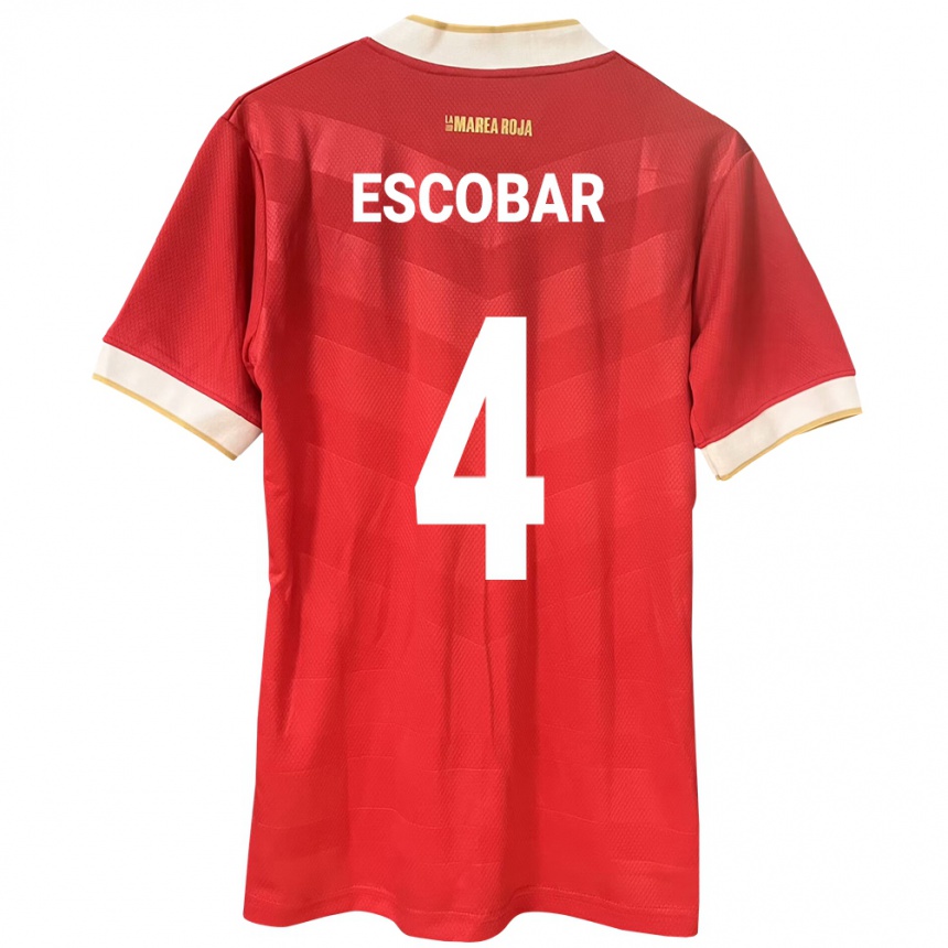 Kids Football Panama Fidel Escobar #4 Red Home Jersey 24-26 T-Shirt