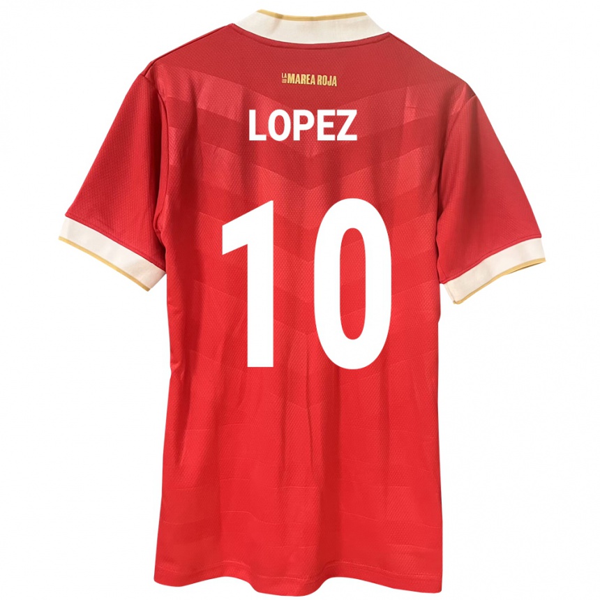 Kids Football Panama Ovidio Lopez #10 Red Home Jersey 24-26 T-Shirt