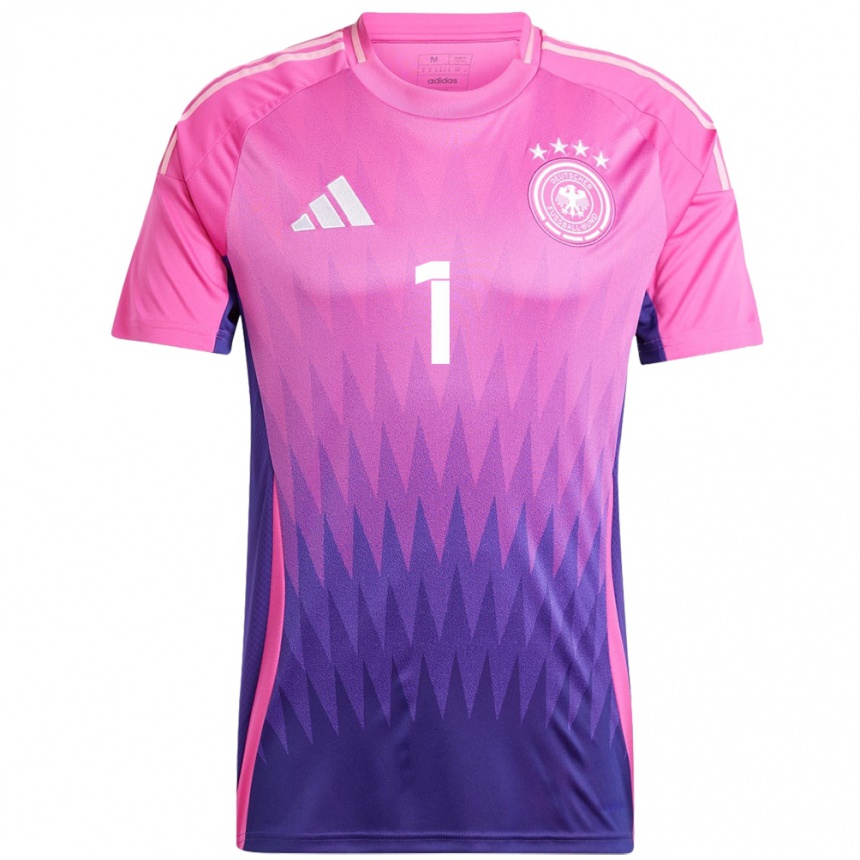 Kids Football Germany Manuel Neuer #1 Pink Purple Away Jersey 24-26 T-Shirt