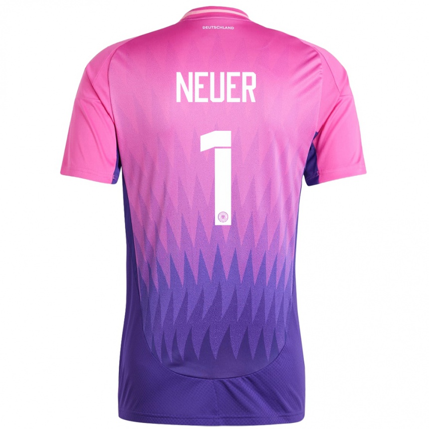 Kids Football Germany Manuel Neuer #1 Pink Purple Away Jersey 24-26 T-Shirt