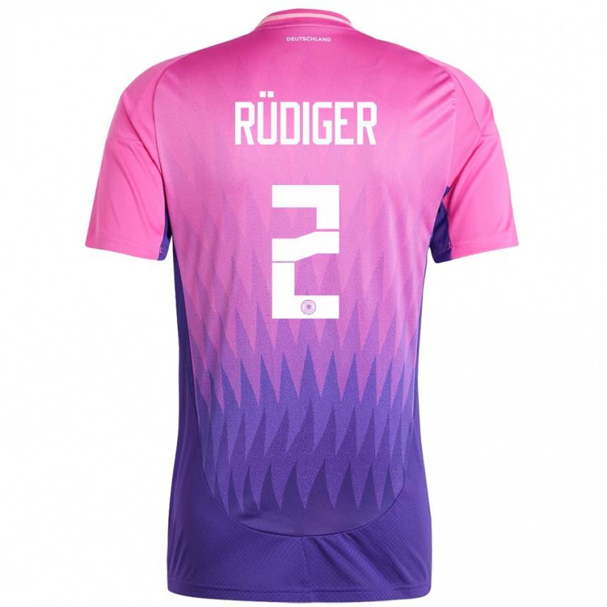 Kids Football Germany Antonio Rudiger #2 Pink Purple Away Jersey 24-26 T-Shirt