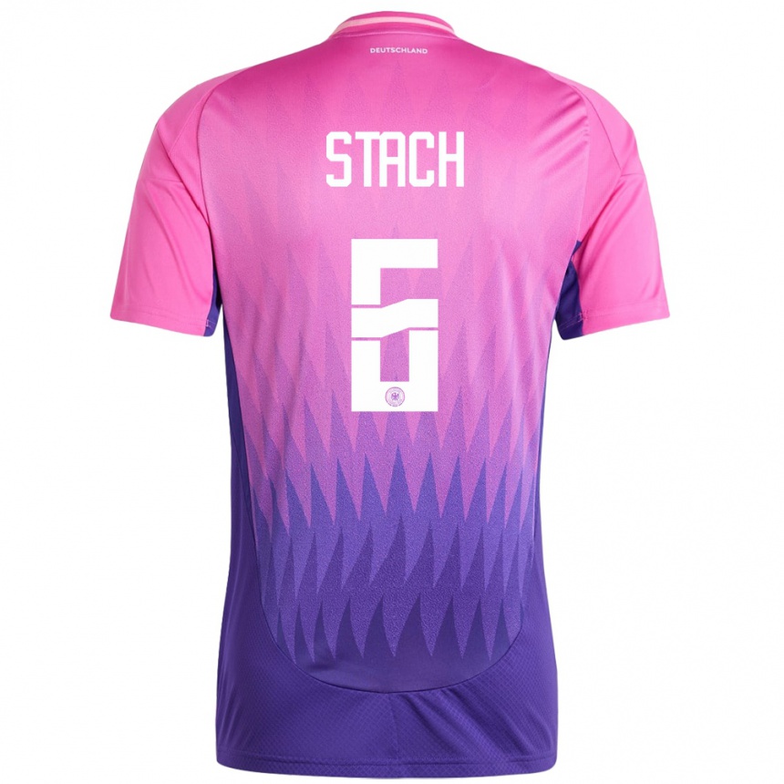 Kids Football Germany Anton Stach #6 Pink Purple Away Jersey 24-26 T-Shirt