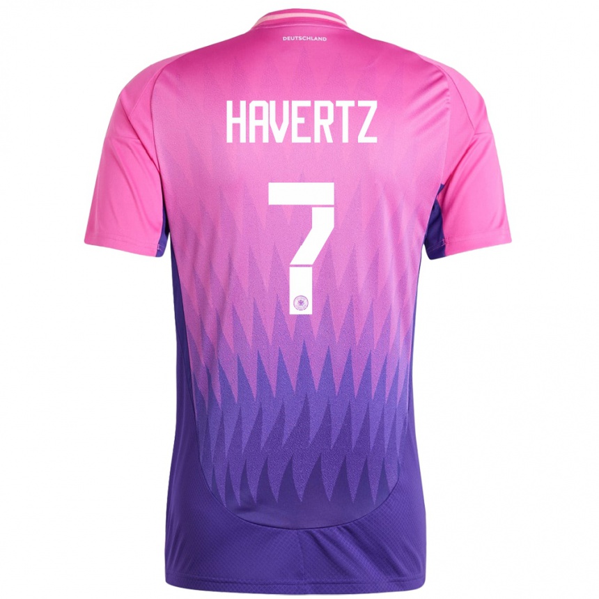 Kids Football Germany Kai Havertz #7 Pink Purple Away Jersey 24-26 T-Shirt