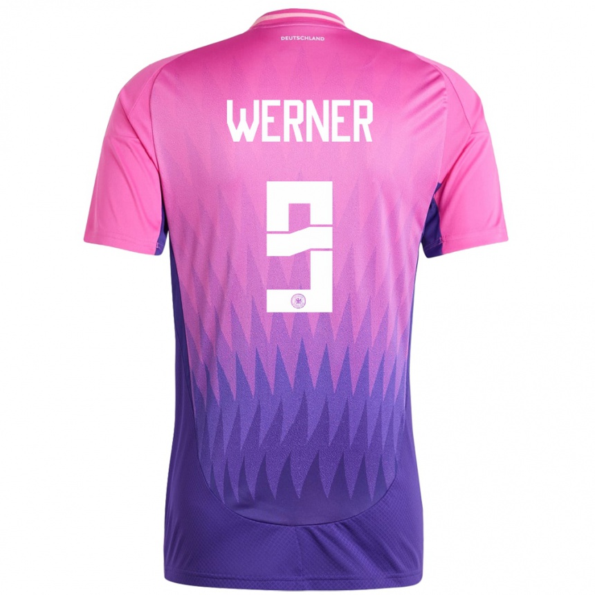 Kids Football Germany Timo Werner #9 Pink Purple Away Jersey 24-26 T-Shirt