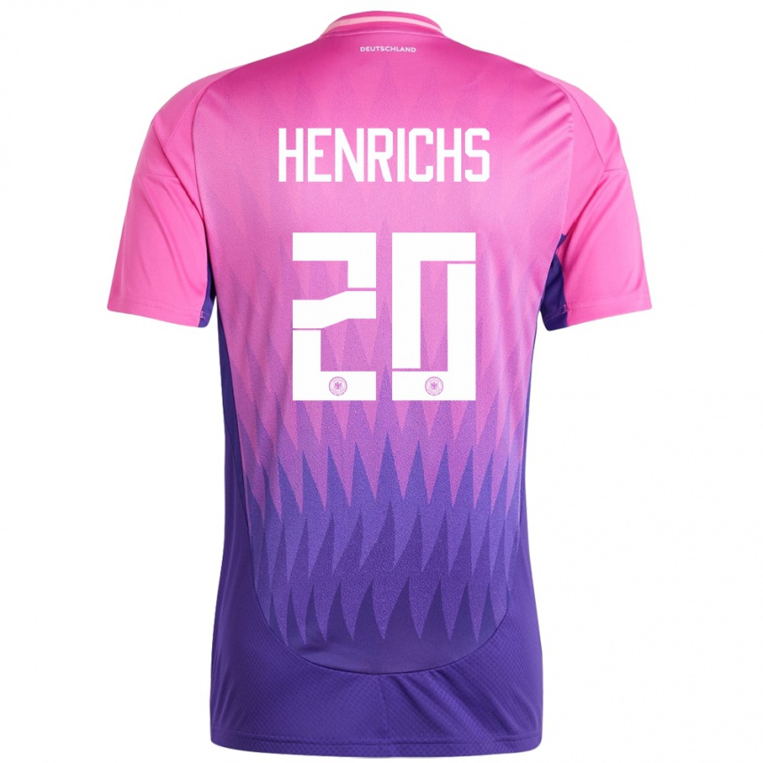 Kids Football Germany Benjamin Henrichs #20 Pink Purple Away Jersey 24-26 T-Shirt