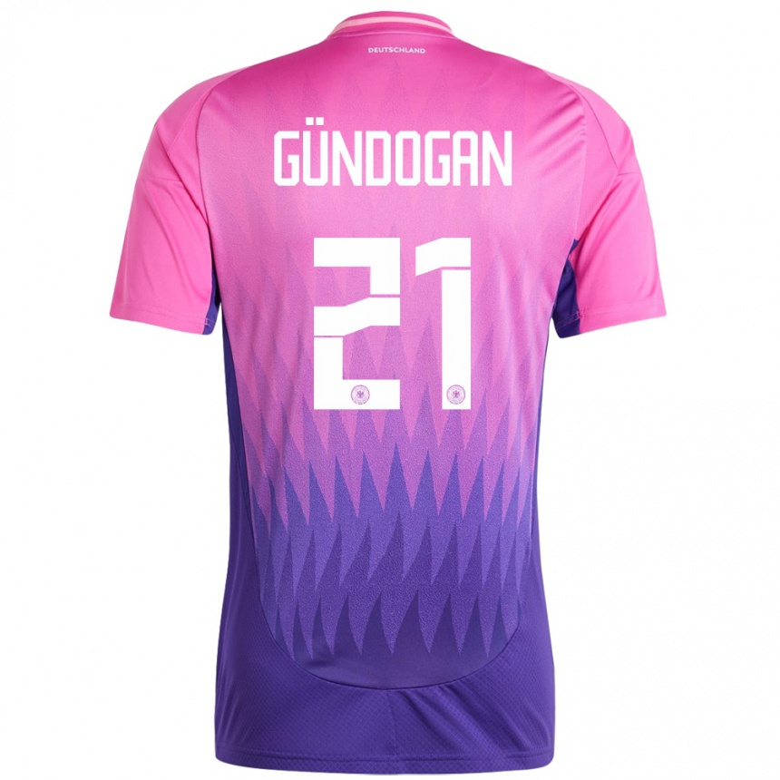 Kids Football Germany Ilkay Gundogan #21 Pink Purple Away Jersey 24-26 T-Shirt