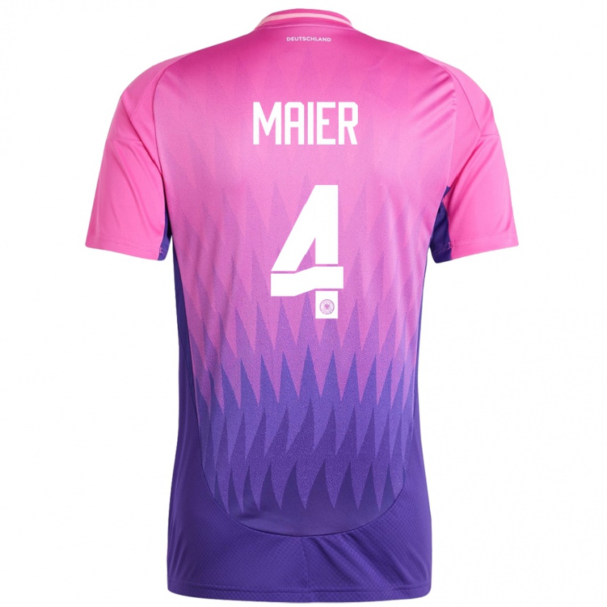 Kids Football Germany Leonie Maier #4 Pink Purple Away Jersey 24-26 T-Shirt