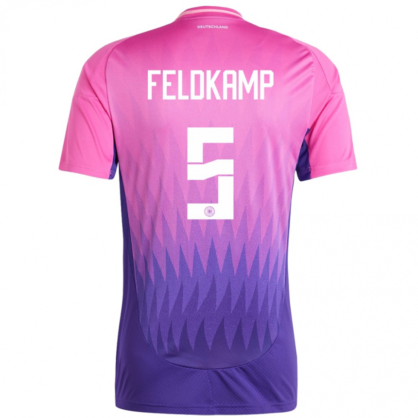 Kids Football Germany Jana Feldkamp #5 Pink Purple Away Jersey 24-26 T-Shirt