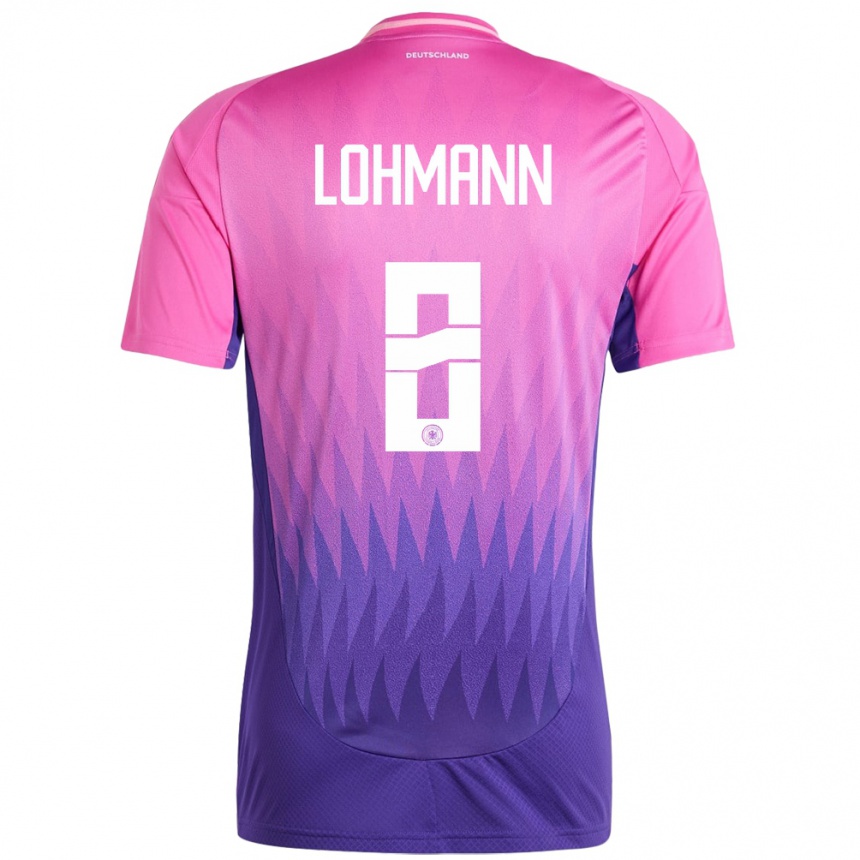 Kids Football Germany Sydney Lohmann #8 Pink Purple Away Jersey 24-26 T-Shirt