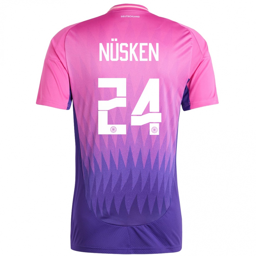 Kids Football Germany Sjoeke Nusken #24 Pink Purple Away Jersey 24-26 T-Shirt