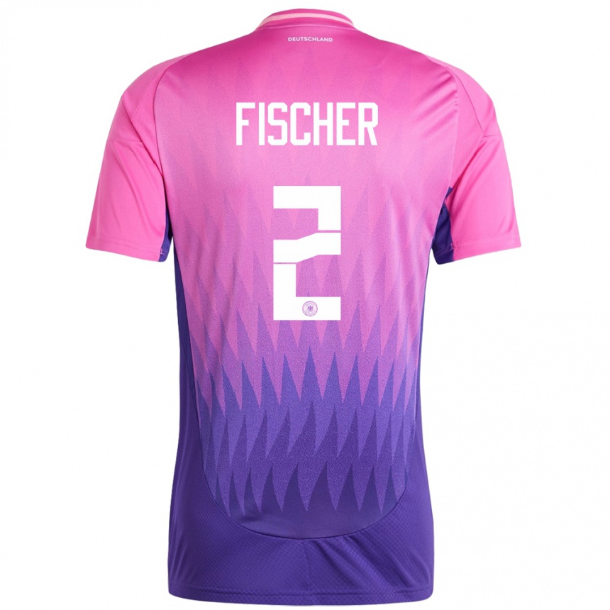 Kids Football Germany Kilian Fischer #2 Pink Purple Away Jersey 24-26 T-Shirt