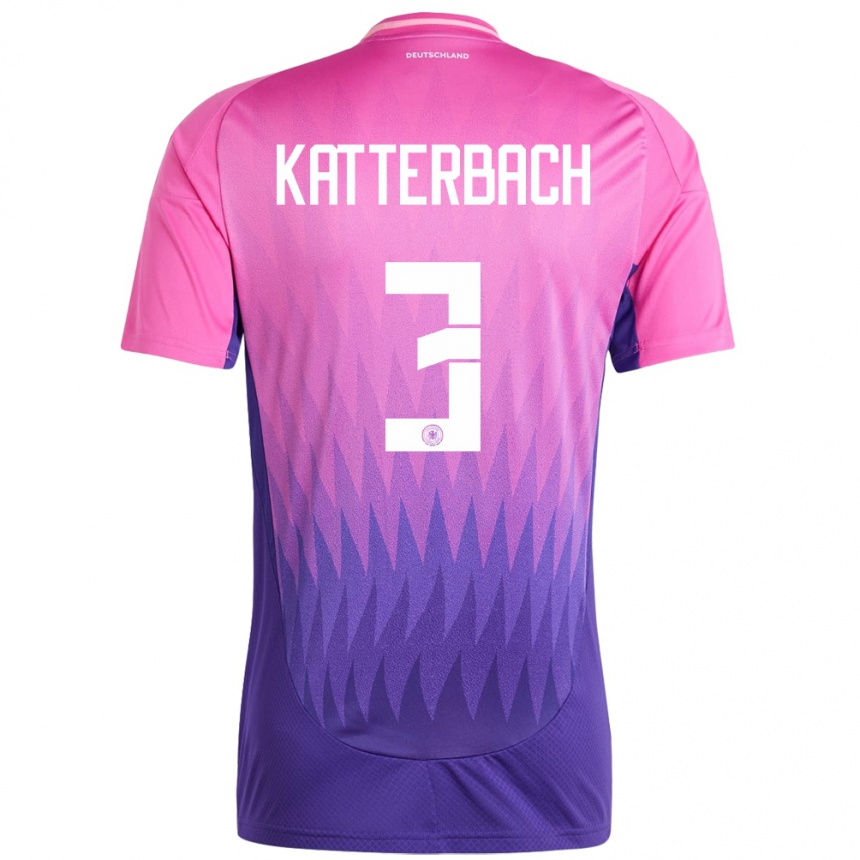 Kids Football Germany Noah Katterbach #3 Pink Purple Away Jersey 24-26 T-Shirt