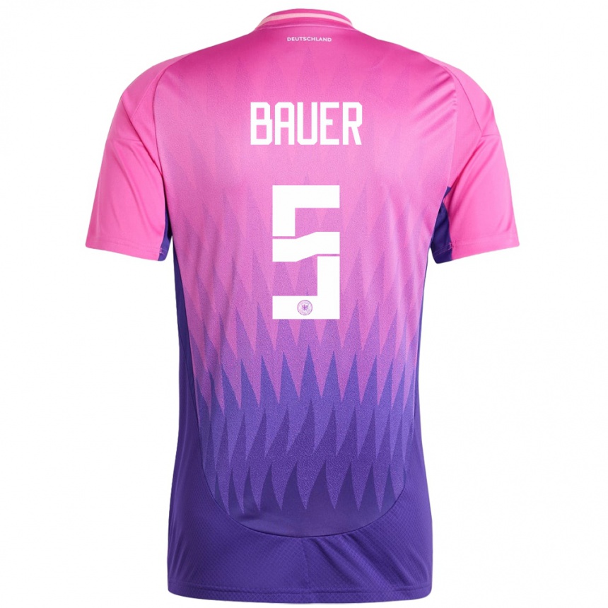 Kids Football Germany Maximilian Bauer #5 Pink Purple Away Jersey 24-26 T-Shirt