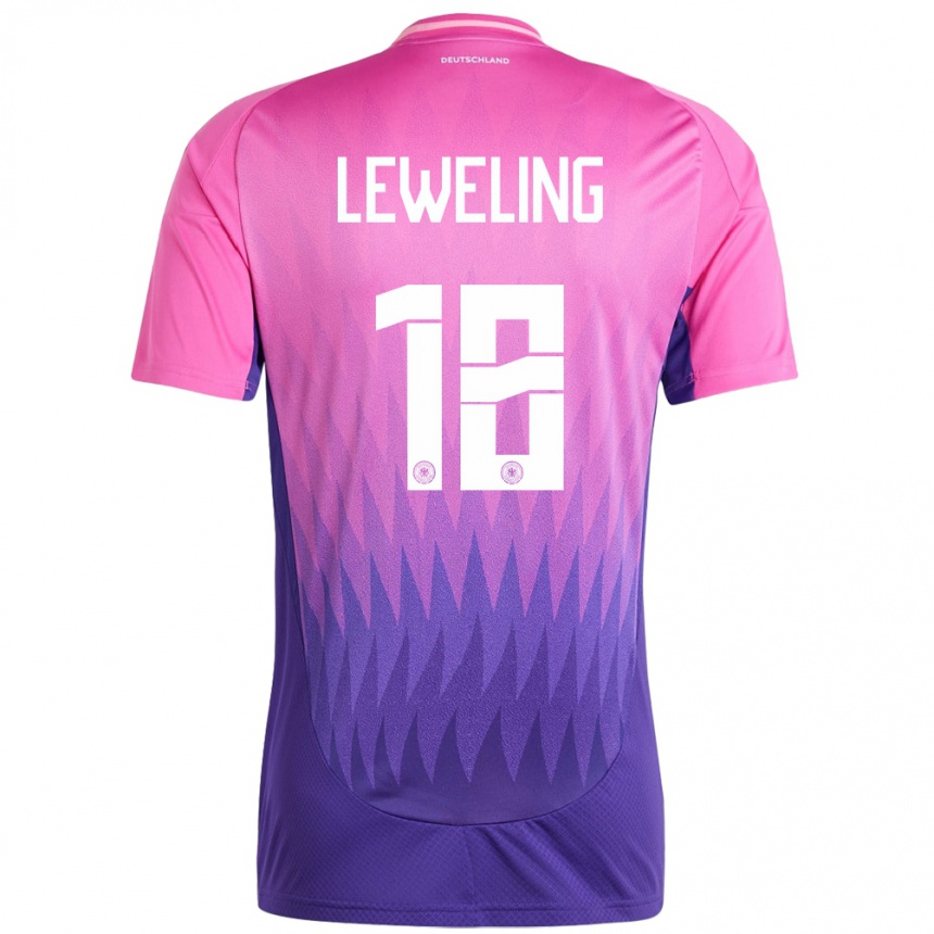 Kids Football Germany Jamie Leweling #18 Pink Purple Away Jersey 24-26 T-Shirt