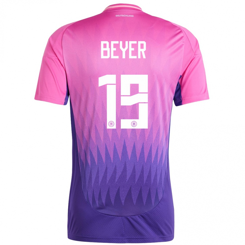 Kids Football Germany Jordan Beyer #19 Pink Purple Away Jersey 24-26 T-Shirt