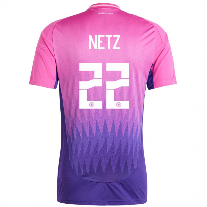 Kids Football Germany Luca Netz #22 Pink Purple Away Jersey 24-26 T-Shirt