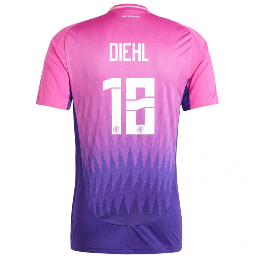 Kids Football Germany Justin Diehl #18 Pink Purple Away Jersey 24-26 T-Shirt