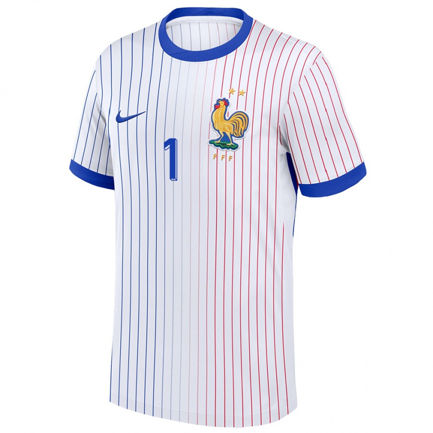 Kids Football France Illan Meslier #1 White Away Jersey 24-26 T-Shirt