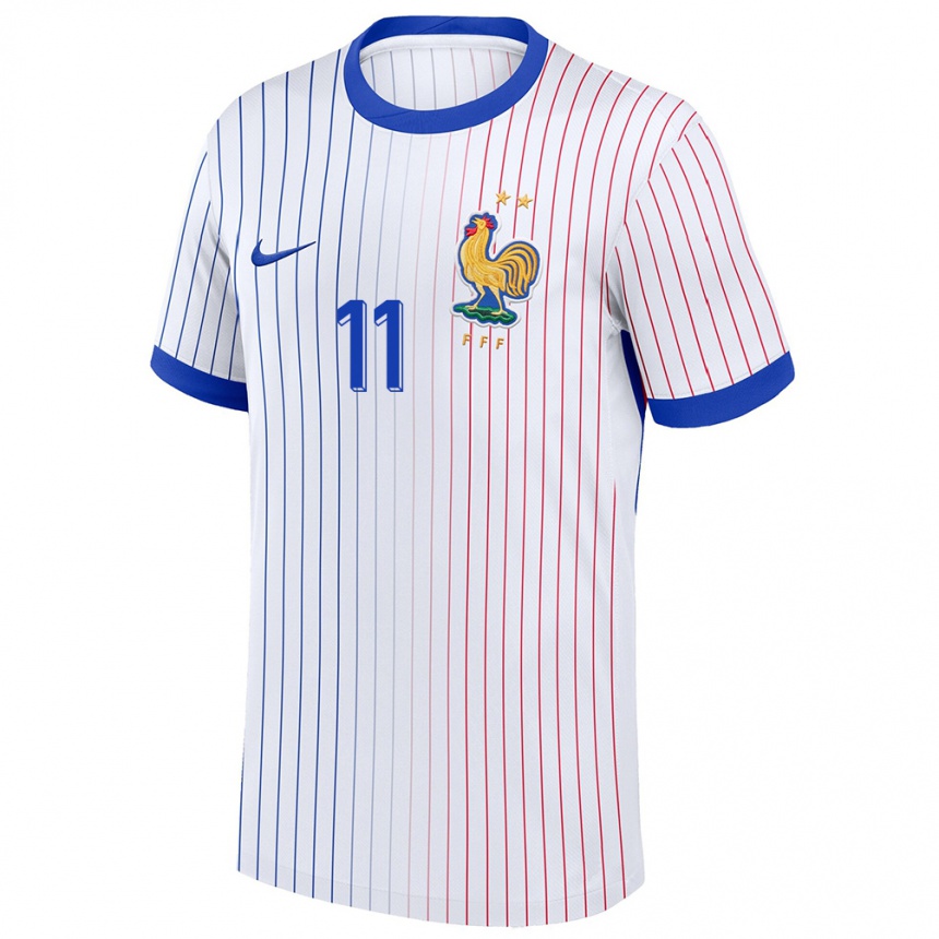 Kids Football France Ousmane Dembele #11 White Away Jersey 24-26 T-Shirt