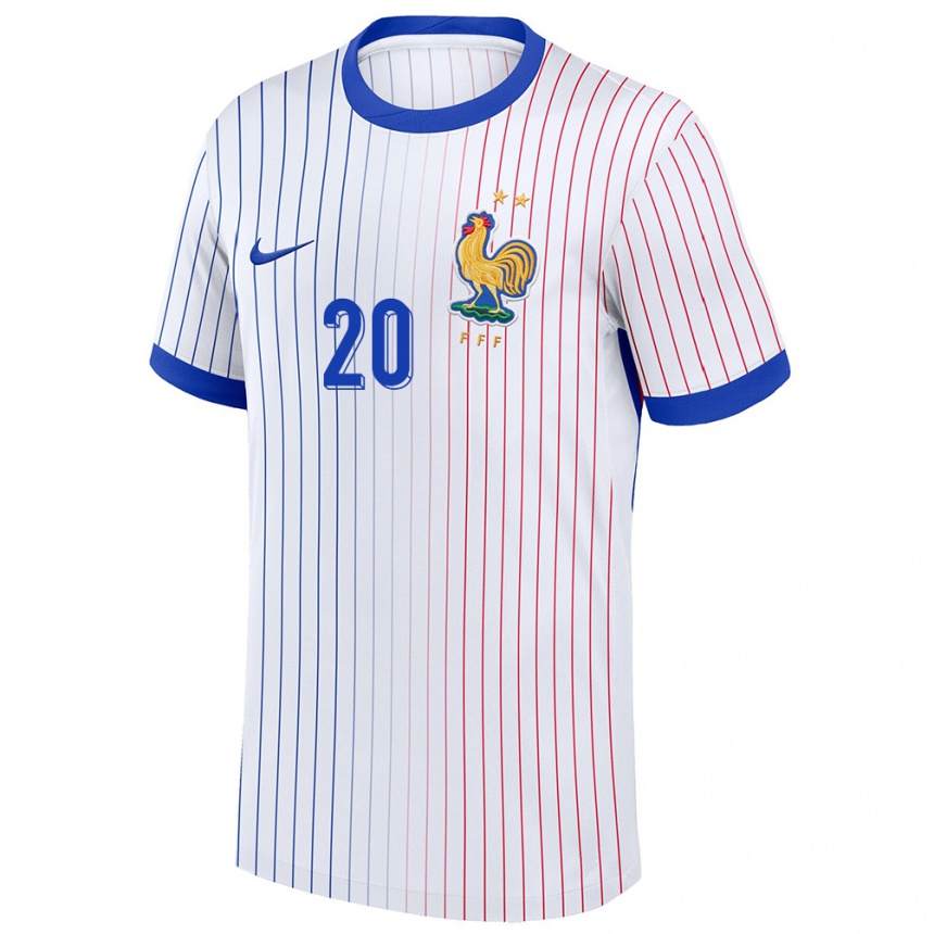 Kids Football France Delphine Cascarino #20 White Away Jersey 24-26 T-Shirt