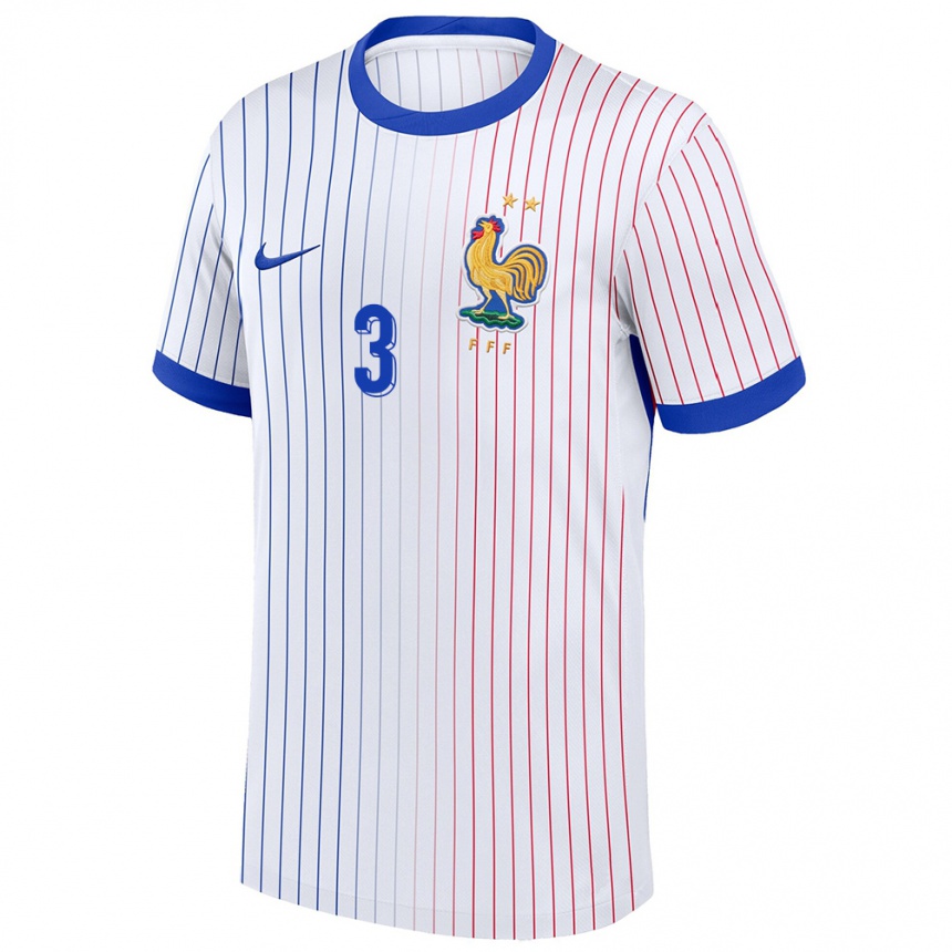 Kids Football France Jaouen Hadjam #3 White Away Jersey 24-26 T-Shirt