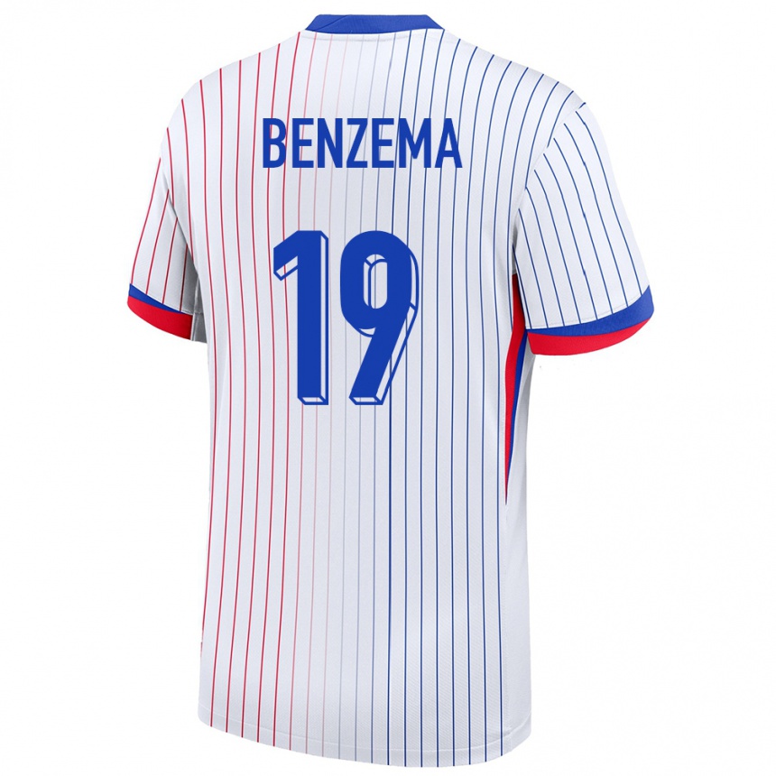 Kids Football France Karim Benzema #19 White Away Jersey 24-26 T-Shirt