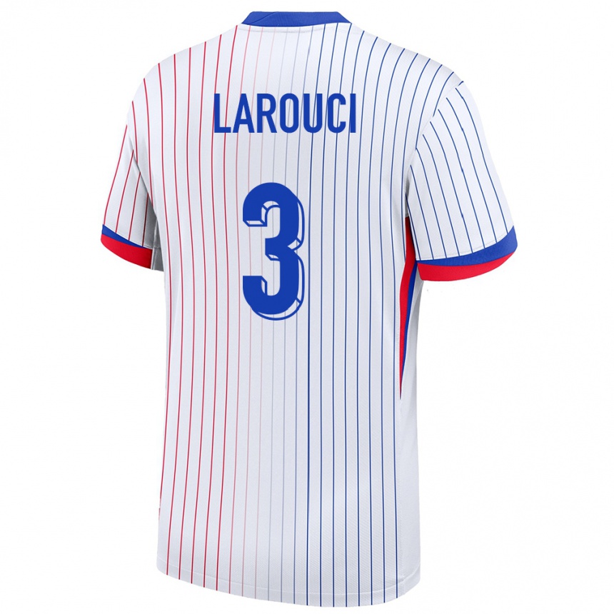 Kids Football France Yasser Larouci #3 White Away Jersey 24-26 T-Shirt