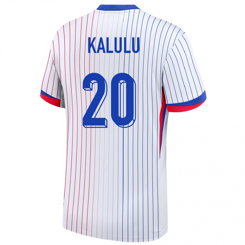 Kids Football France Pierre Kalulu #20 White Away Jersey 24-26 T-Shirt