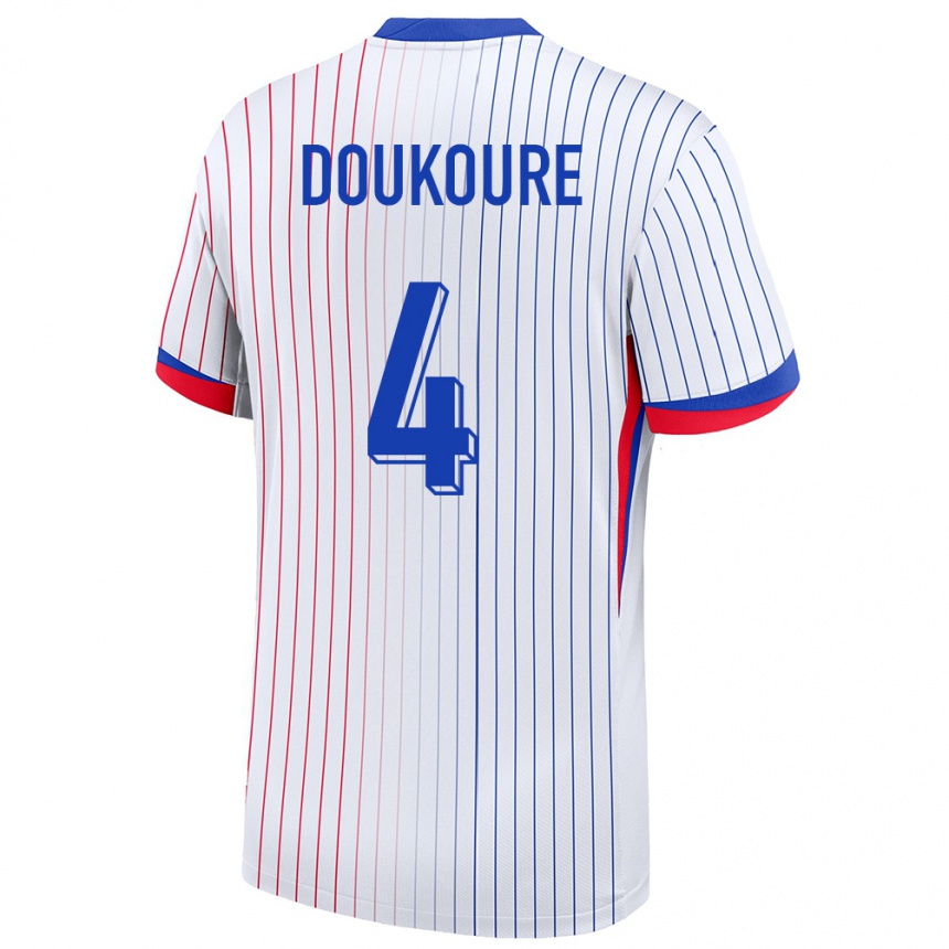 Kids Football France Ismael Doukoure #4 White Away Jersey 24-26 T-Shirt